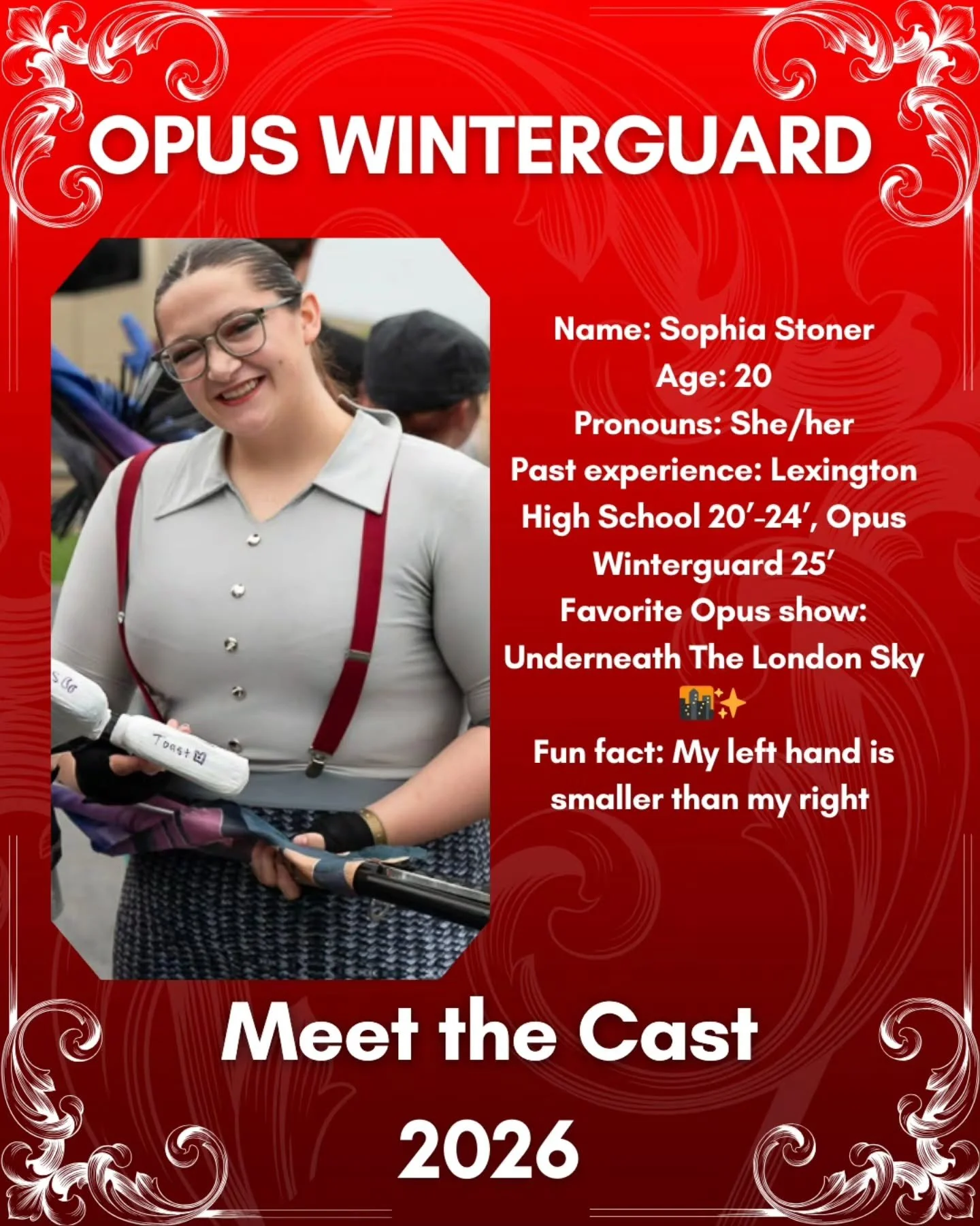 MEET THE CAST:
SOPHIA STONER
2ND YEAR MEMBER!