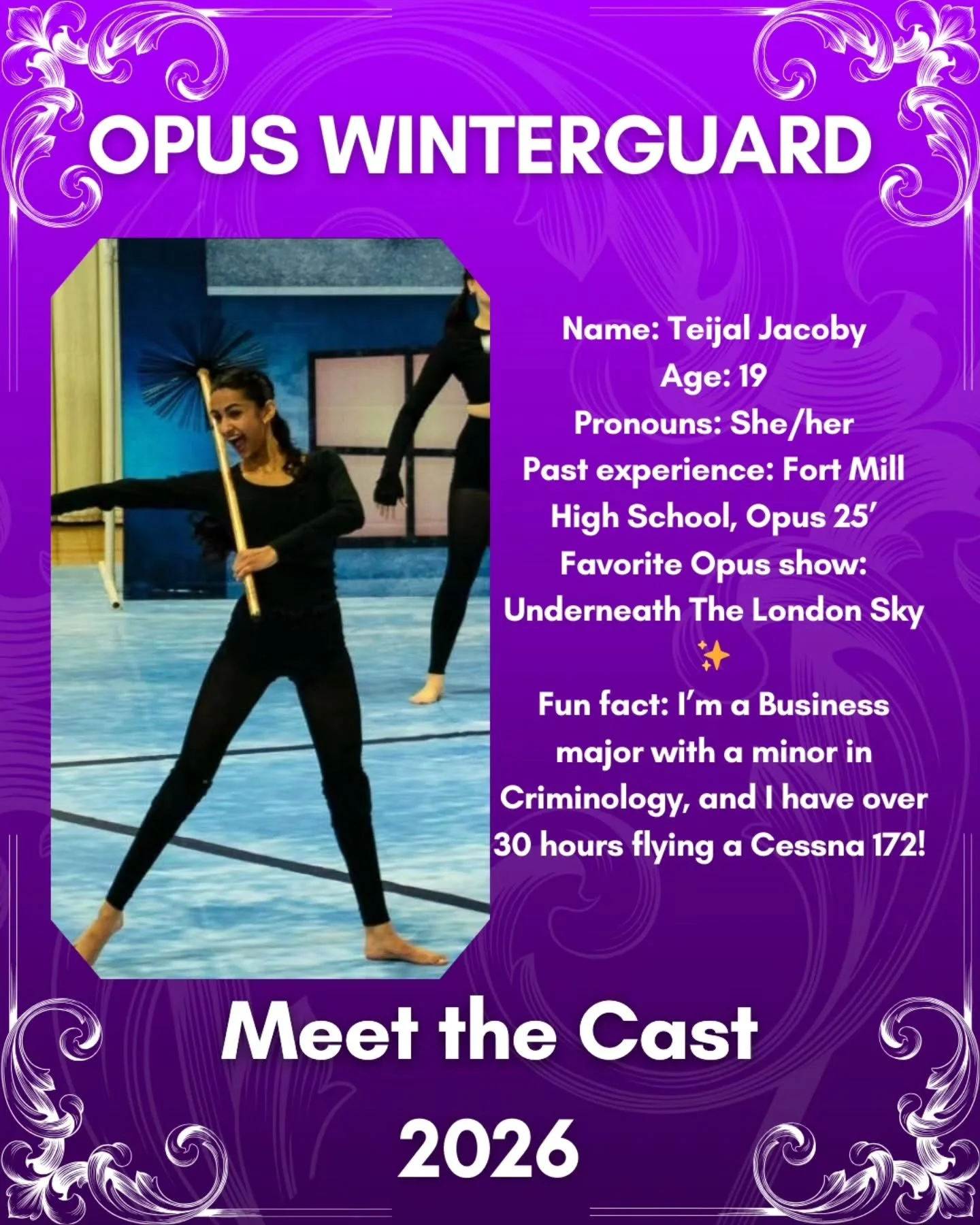 MEET THE CAST:
TEIJEL JACOBY
2ND YEAR MEMBER!