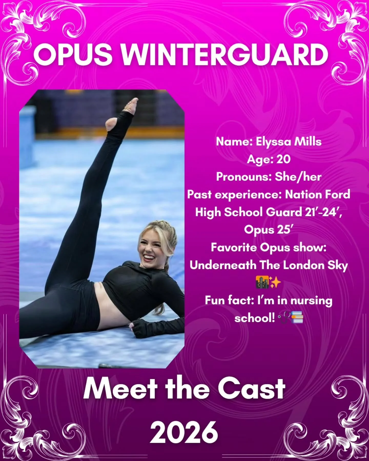 MEET THE CAST:
ELYSSA MILLS
2ND YEAR MEMBER!
