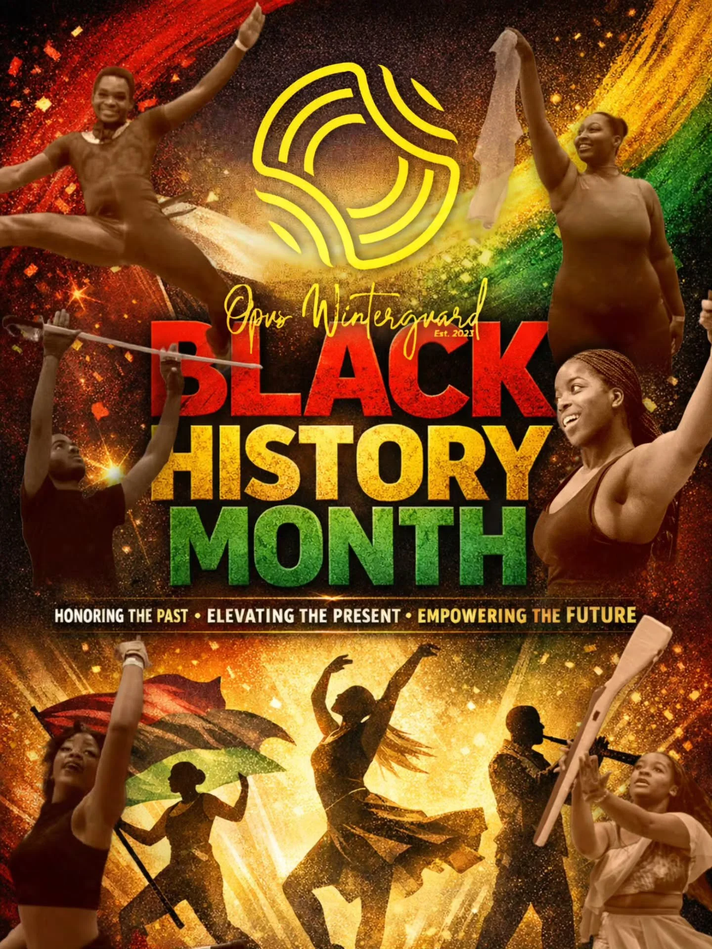 🖤✨ Black History Month ✨🖤
At Opus Winterguard, we honor Black history not just this month&mdash;but every day.

Black artists, performers, designers, educators, and leaders have shaped the movement, the artistry, and the excellence that we strive f