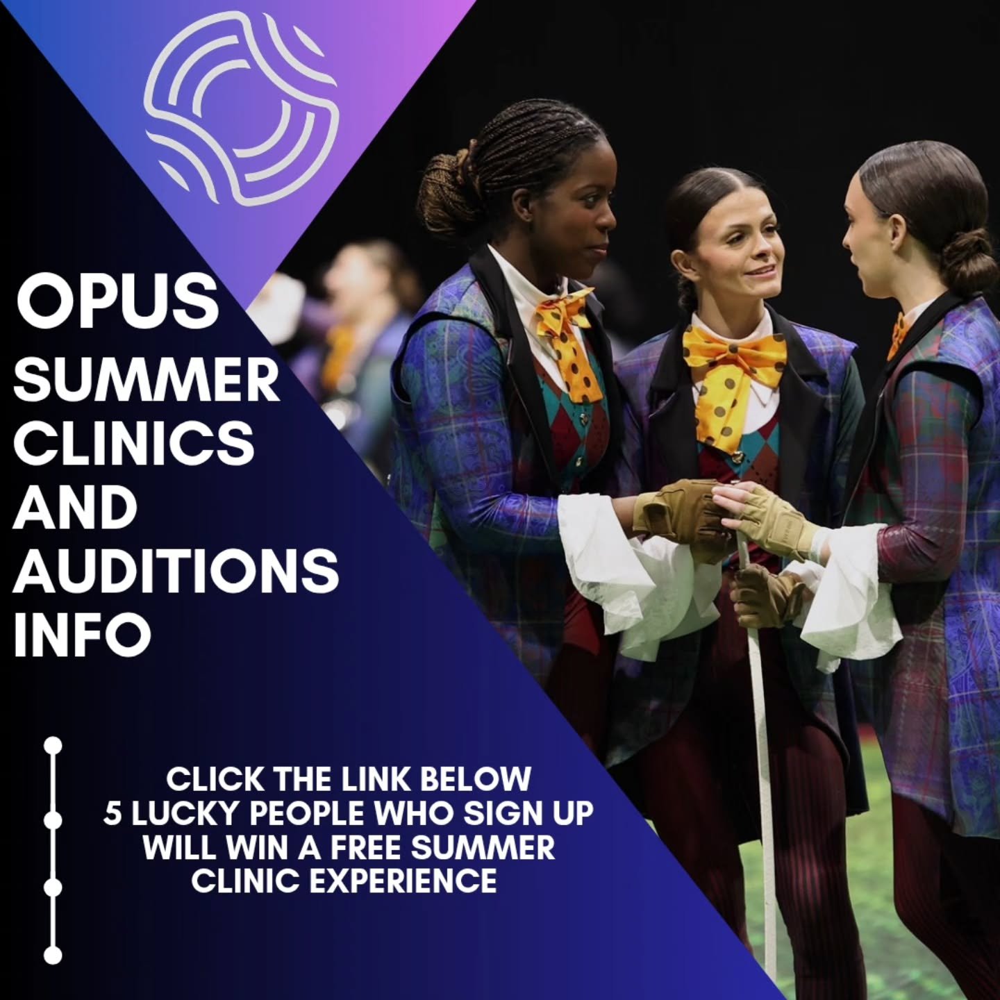 Hey everyone! ☀️
Opus Summer Clinics are coming soon, and you do not want to miss this!

If you want to be the first to receive all clinic info, make sure you sign up now!

✨ BONUS: 5 lucky people who sign up will get to attend one clinic of their ch