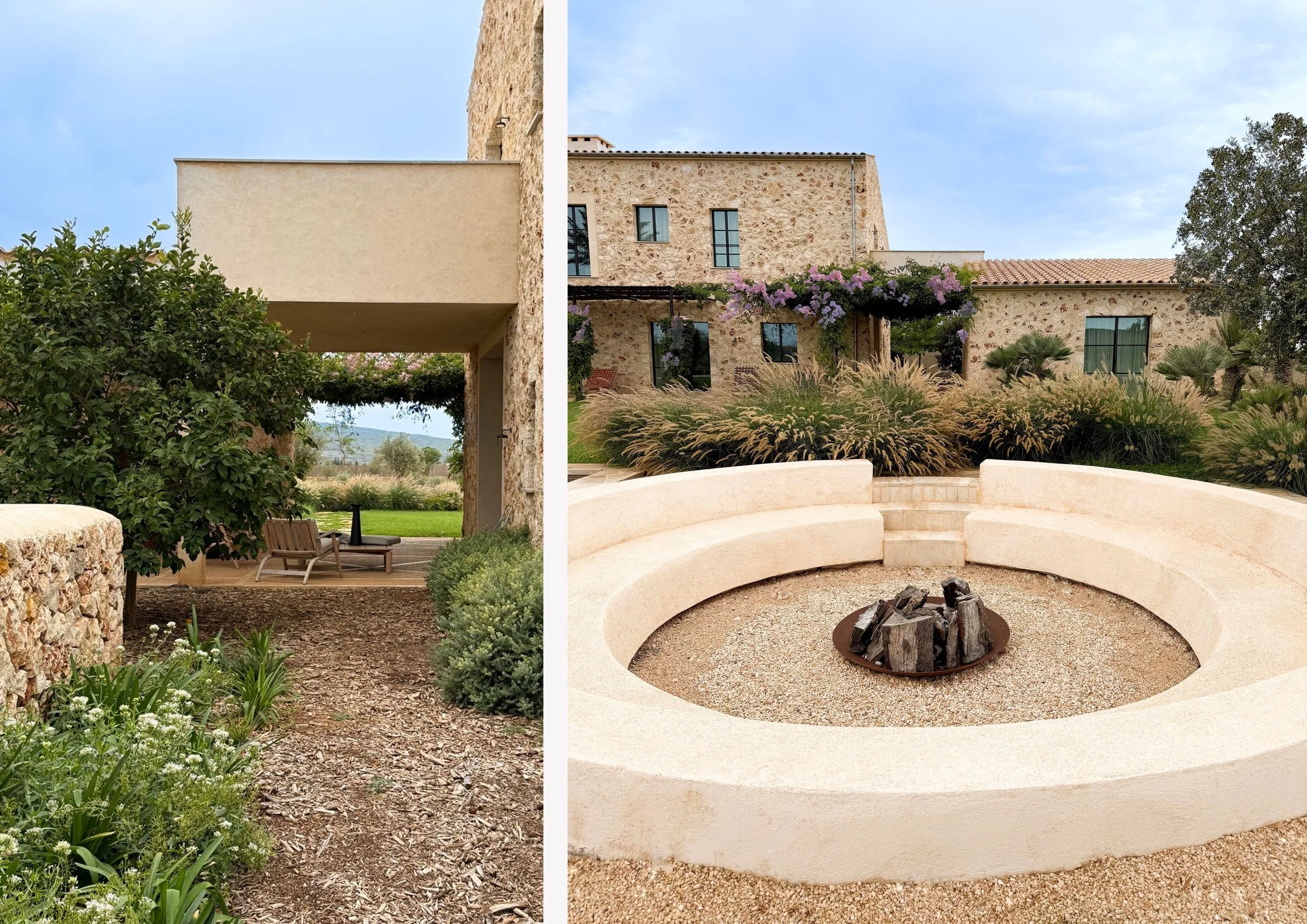 Sunken lounge seating with fire pit