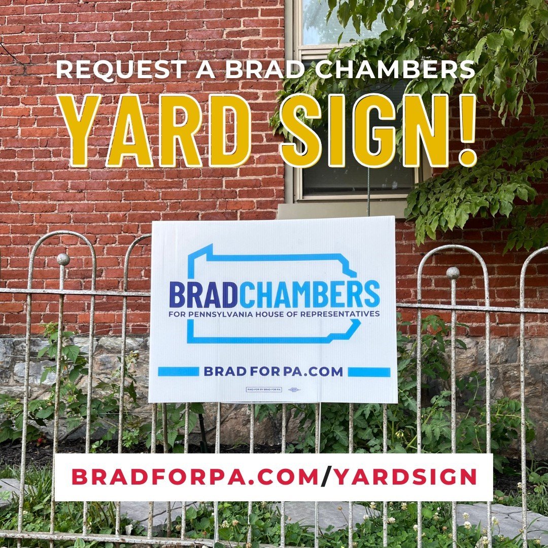 We want to see your Brad yard signs! Request your sign below, and we'll deliver anywhere in HD-41. Then, post a picture and tag us on Instagram or Facebook!
ㅤ
👇 Get your yard sign here! https://bradforpa.com/yardsign