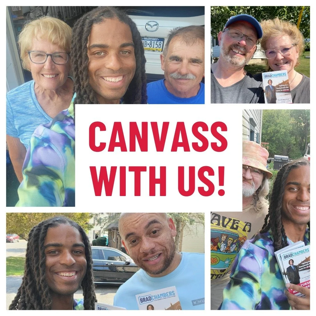 Be the change you want to see! Join our volunteer team and help us get out the vote in Lancaster County.
ㅤ
Visit BradforPA.com/canvass to learn more and sign up!