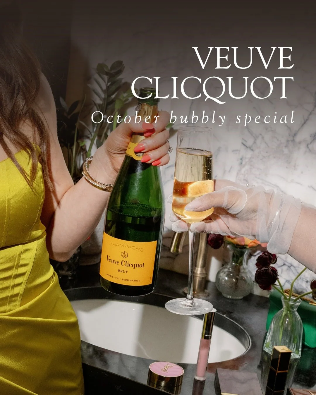 Veuve for $15? Yeah, we&rsquo;ll see you soon.

$15 a glass, or make it $15 with truffle fries, at the bar only.
Going for the bottle? $70, a $45 in savings.

Let's pop some Veuve. 🥂 All month long!