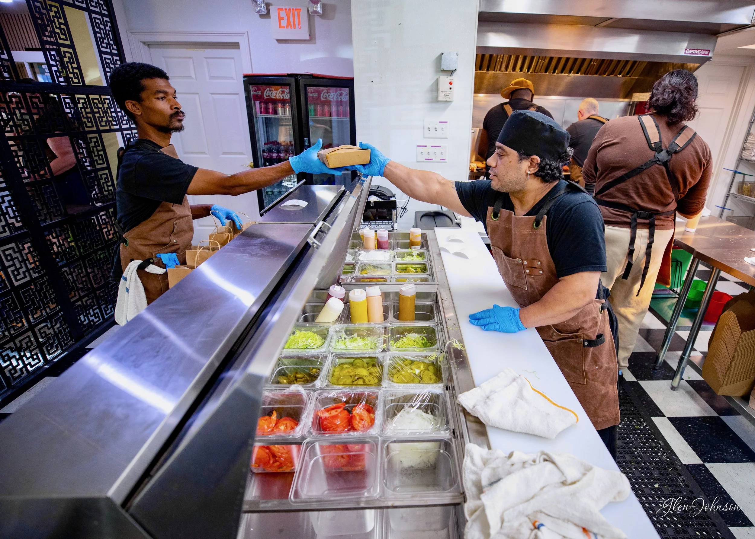  The food moving toward pickup or delivery 