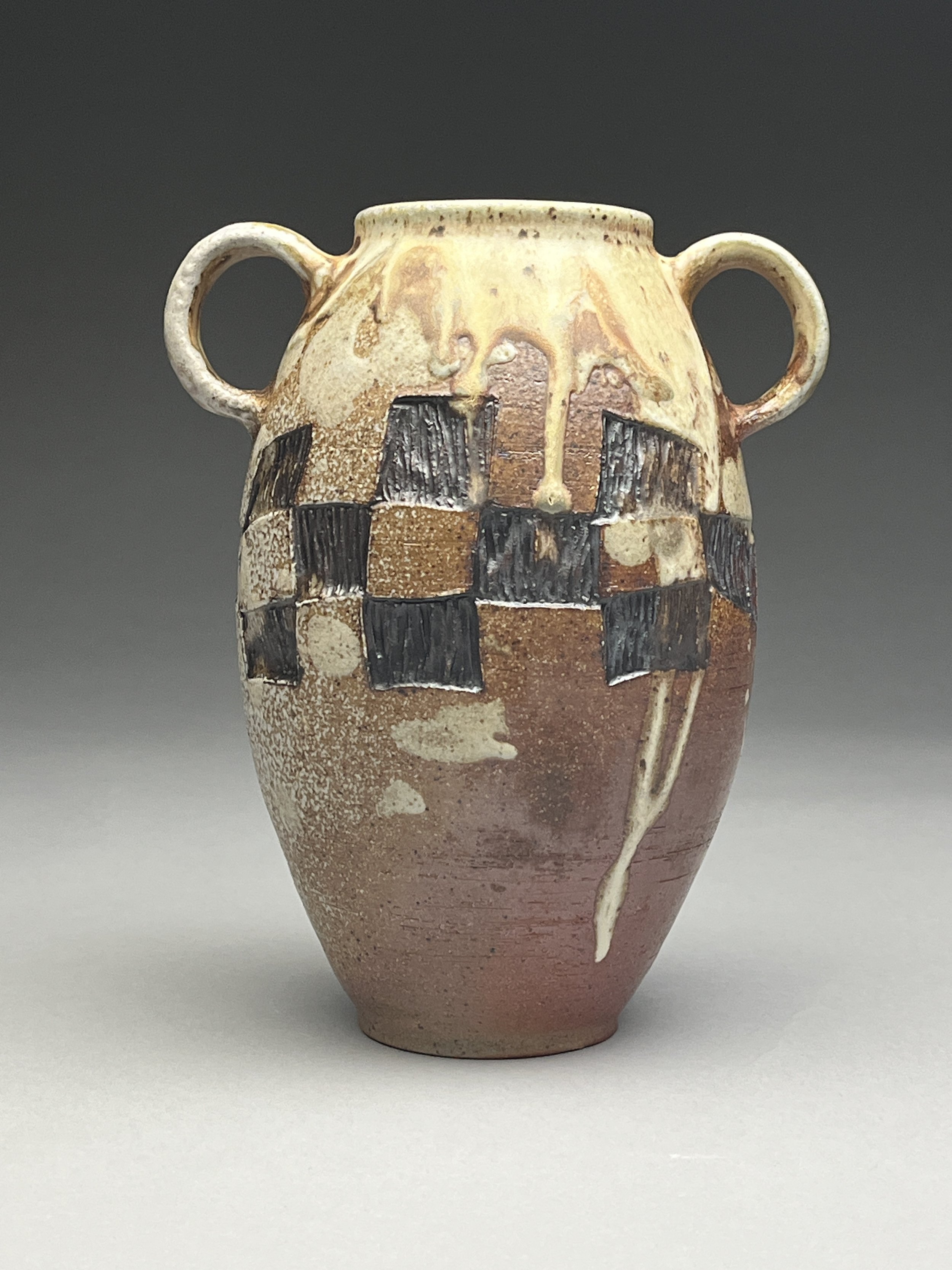 Checker Jar, wood fired, 2023