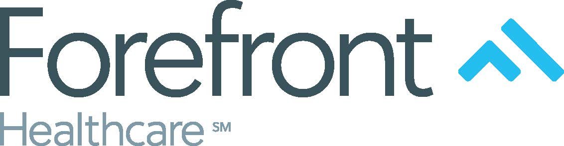 Frontend Healthcare logo with the word 'Frontend' in large font, 'Healthcare' smaller below, and a blue stylized arrow symbol.