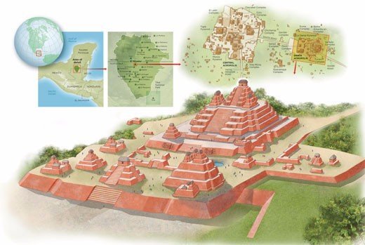  La Danta pyramid, artists illustration, which experts believe is the largest known man-made structure in the Americas, larger than the Giza pyramids. 