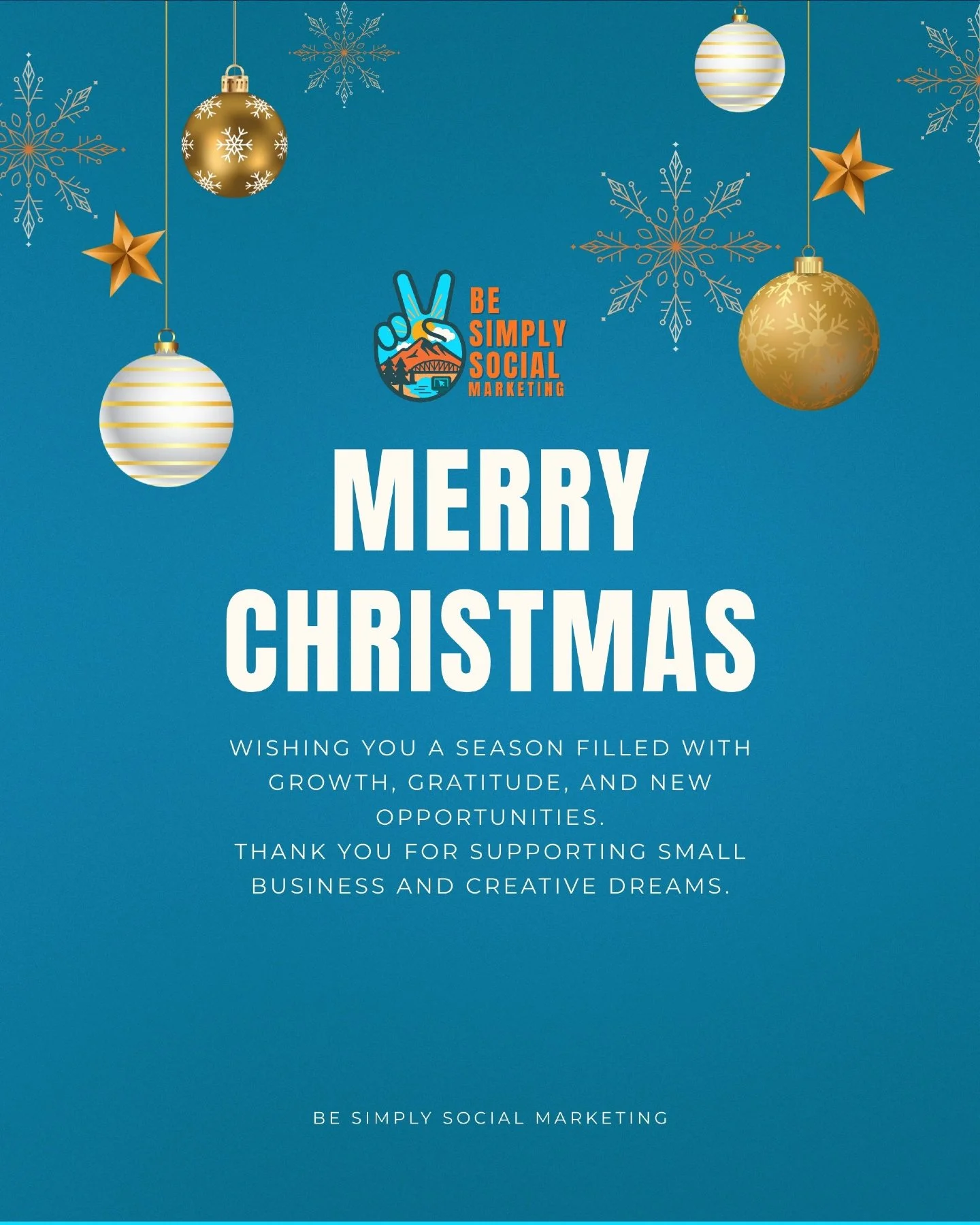 Merry Christmas from Be Simply Social Marketing.
Thank you to every client, partner, and supporter who trusted us with their brand this year. We are thankful for you and excited for what the new year will bring. ✨
