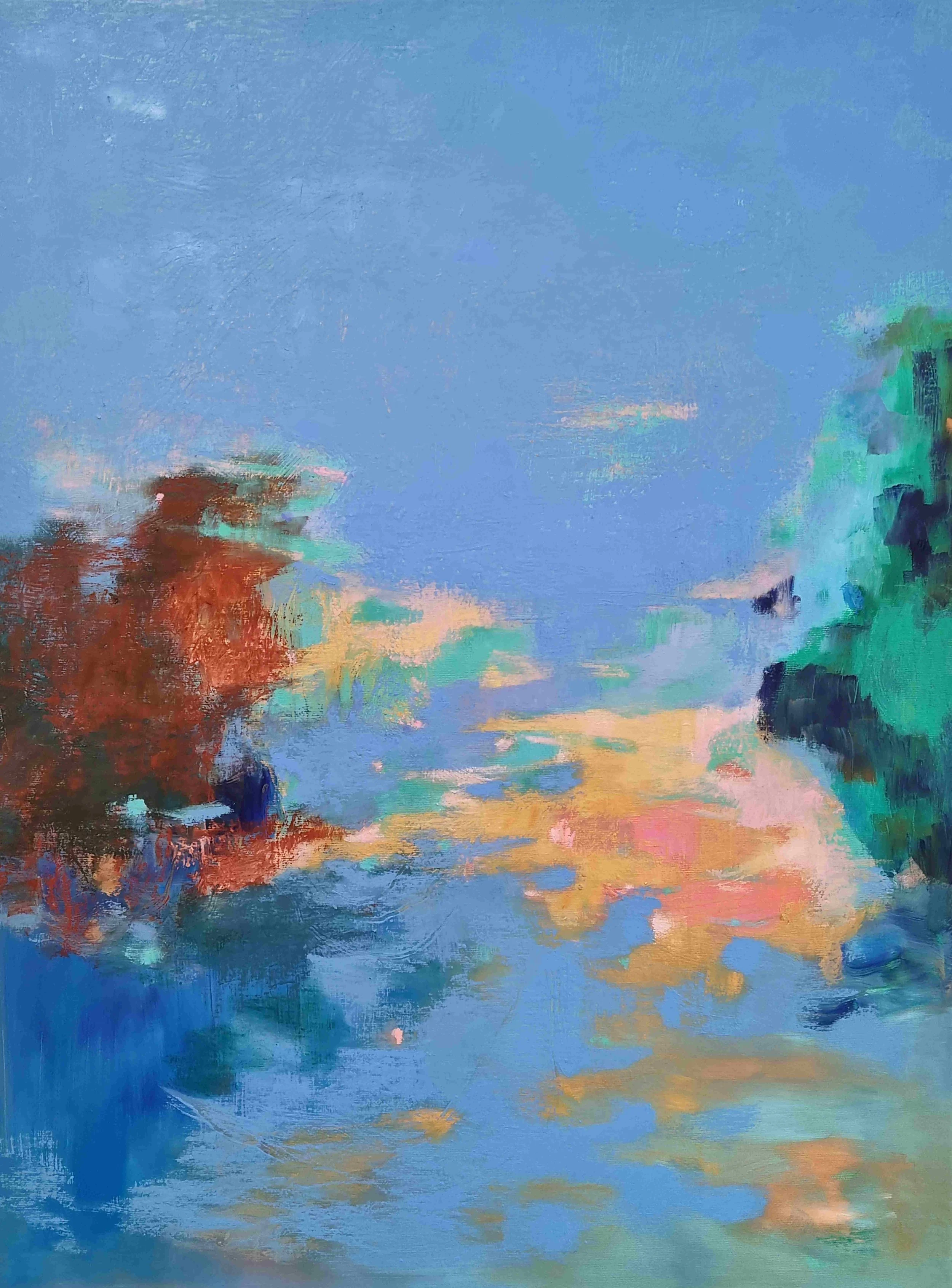 Finnish artist Satu Metsola's colourful, abstract oil painting