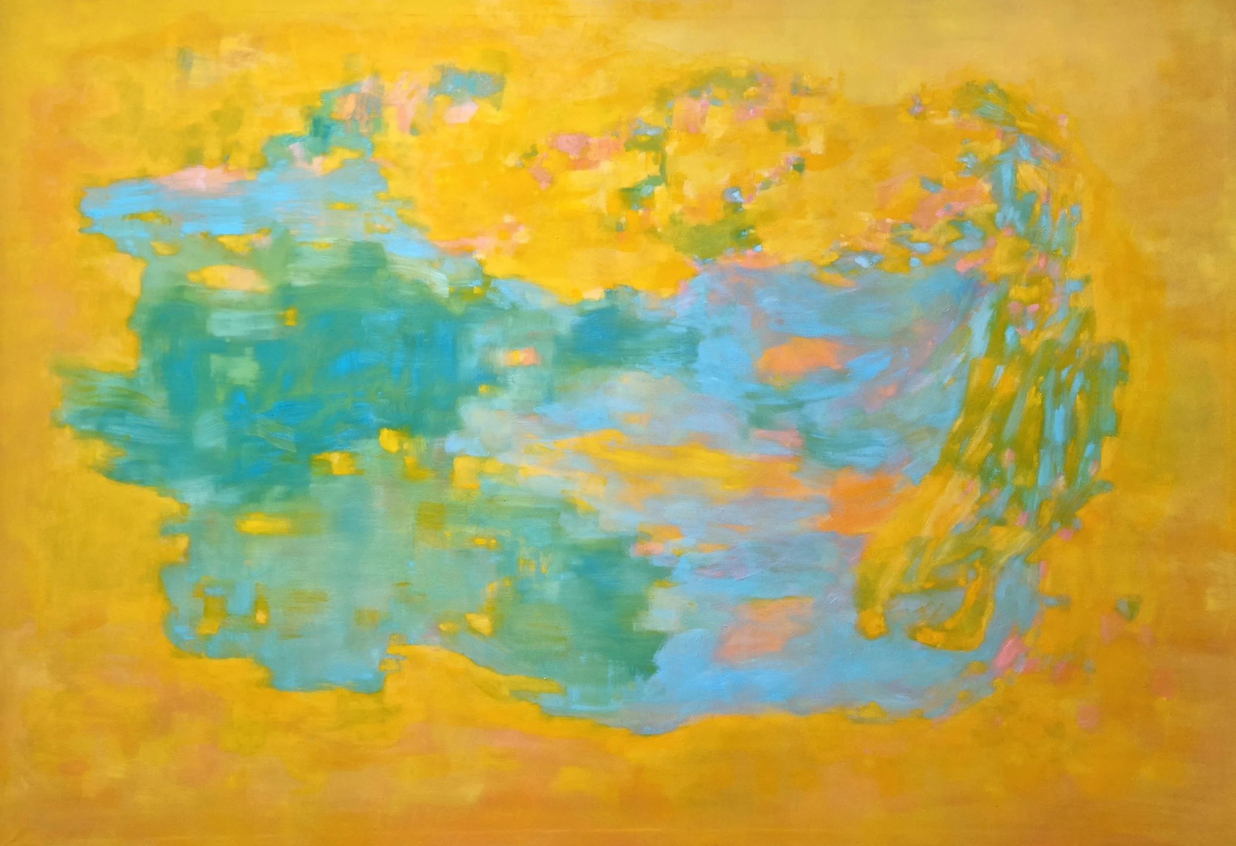 Satu Metsola's large abstract, yellow oil painting