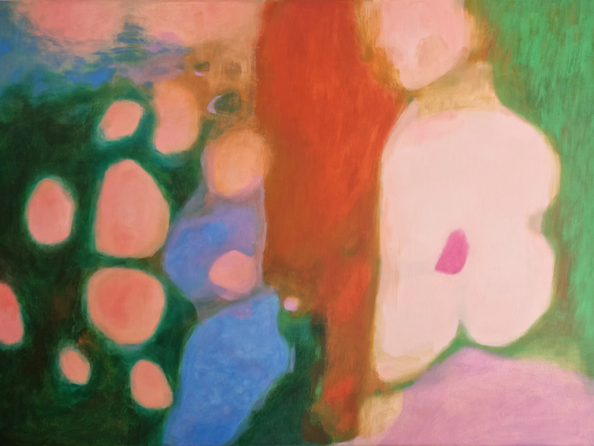 Finnish artist Satu Metsola's abstract oil painting The Queen's bed
