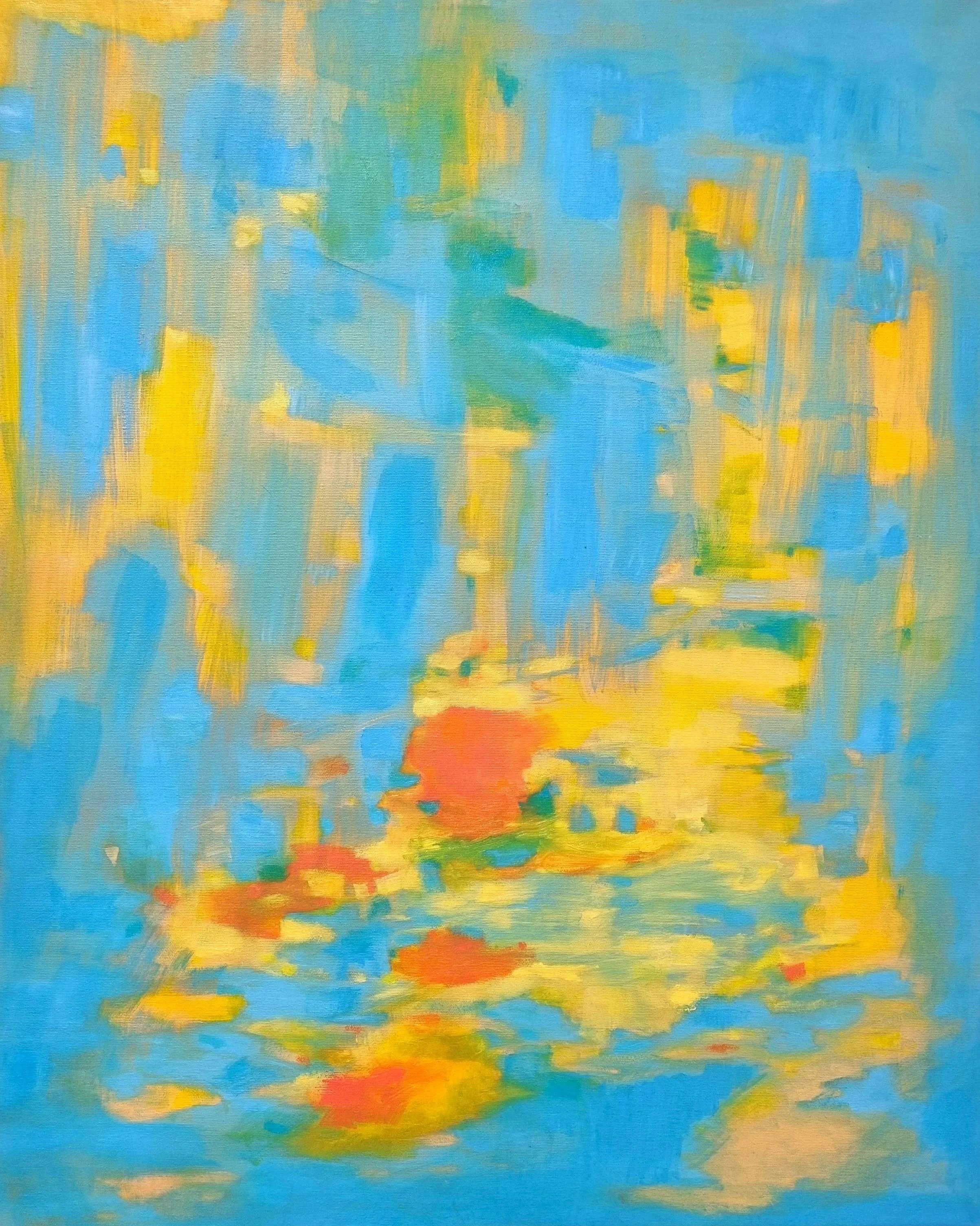 Finnish artist Satu Metsola's abstract colourful oil painting