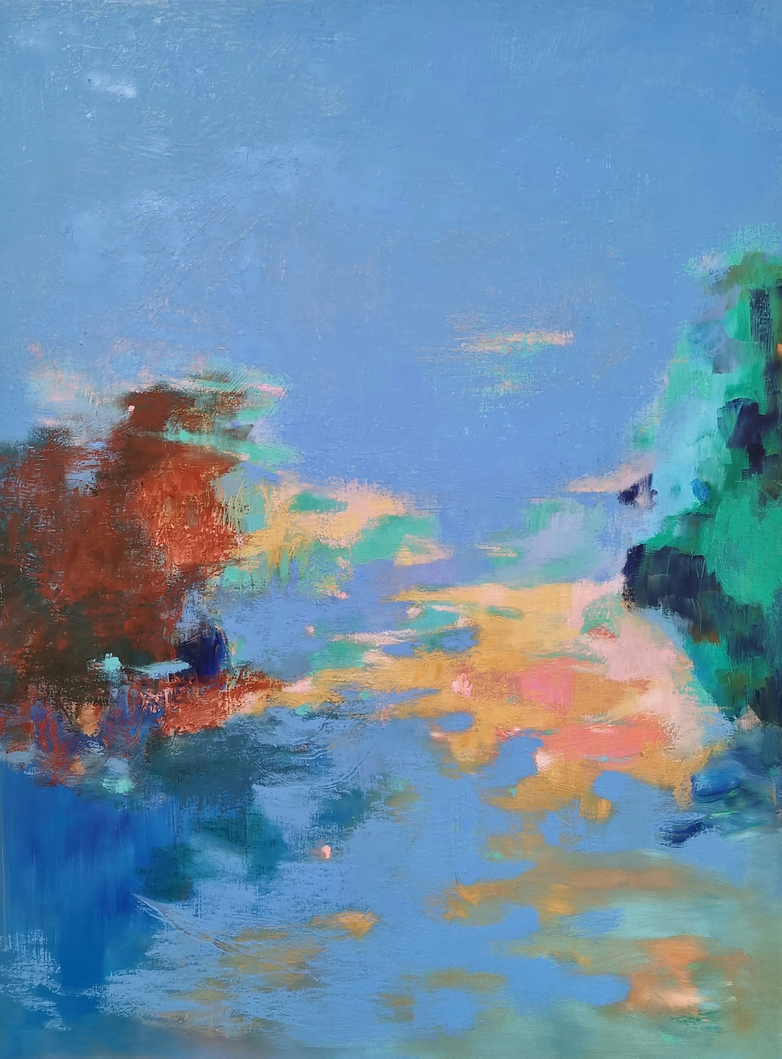 Finnish artist Satu Metsola's colourful, abstract oil painting
