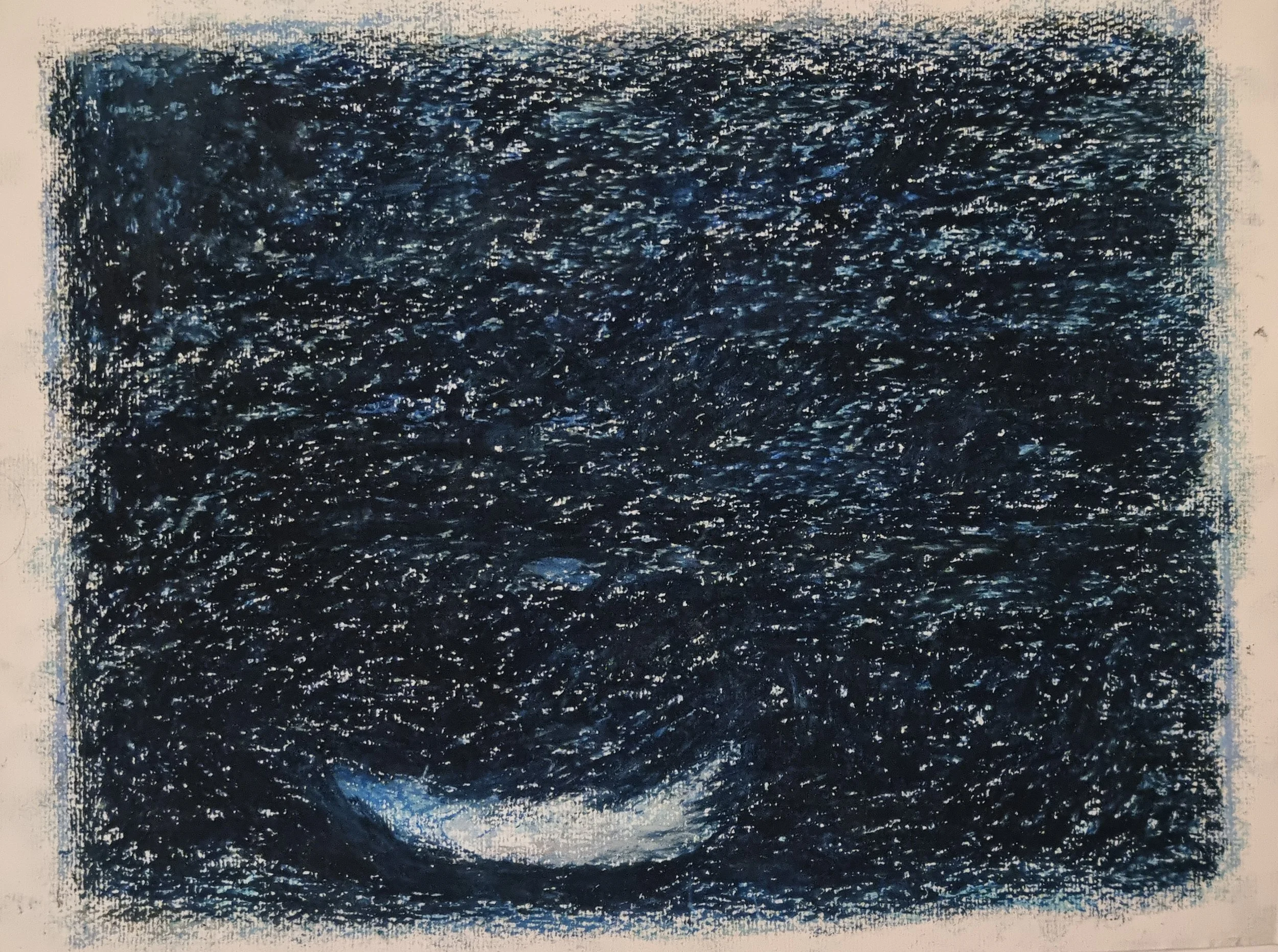 Finnish artist Satu Metsola's oil pastel painting from the Series the Island Comes, the Island Goes