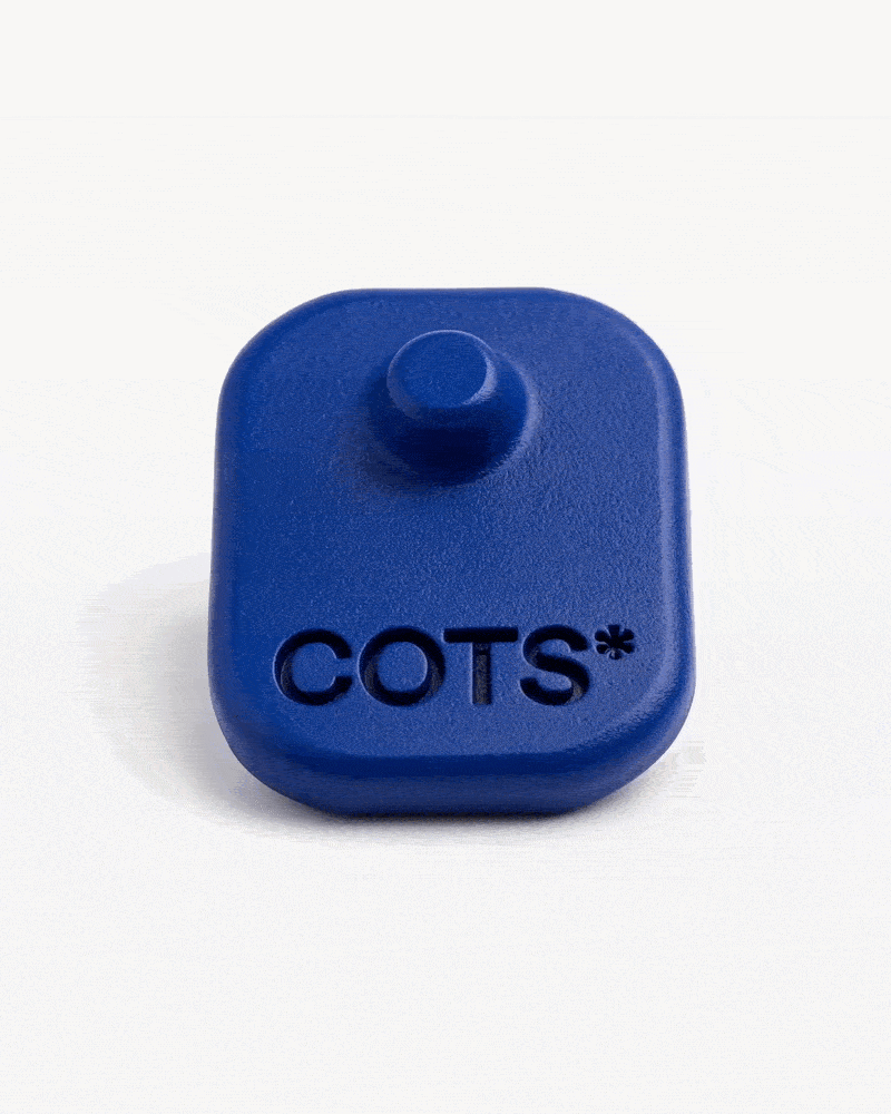 Pin antitaccheggio COTS blu removibile, vista 360°