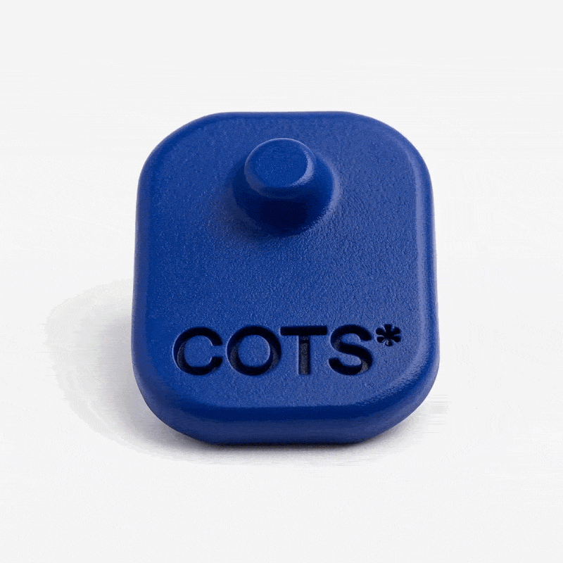 Pin antitaccheggio COTS blu removibile, vista 360°