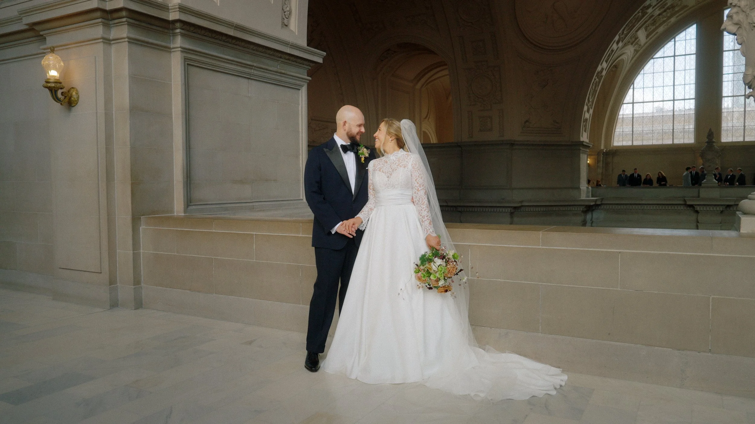 city hall wedding couple