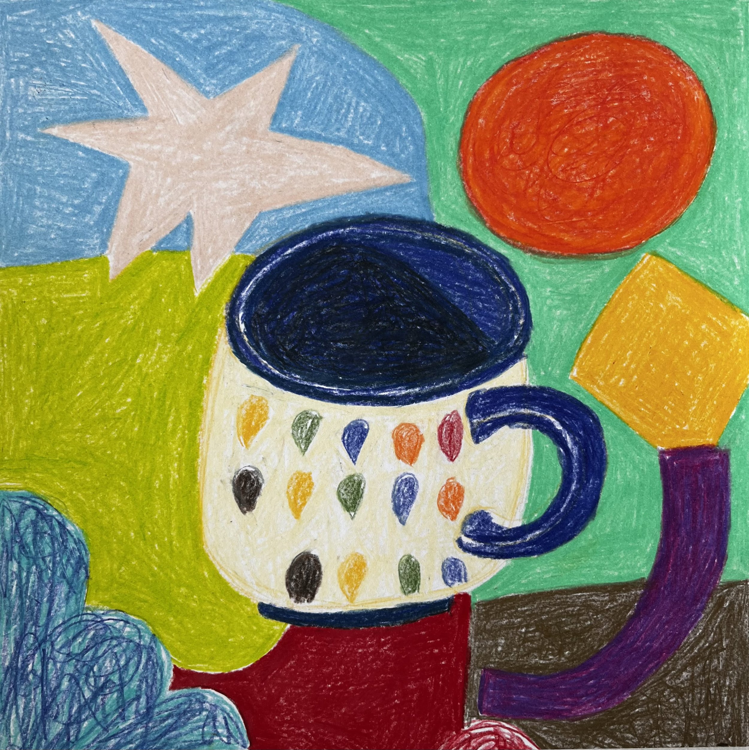 café, 2023. Lápices de color sobre papel. 21 x 21 cm 
