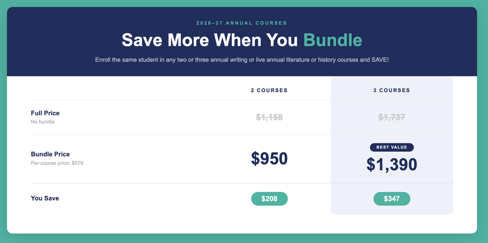 Bundle and Save: 2026-27 bundle pricing for two or three annual courses
