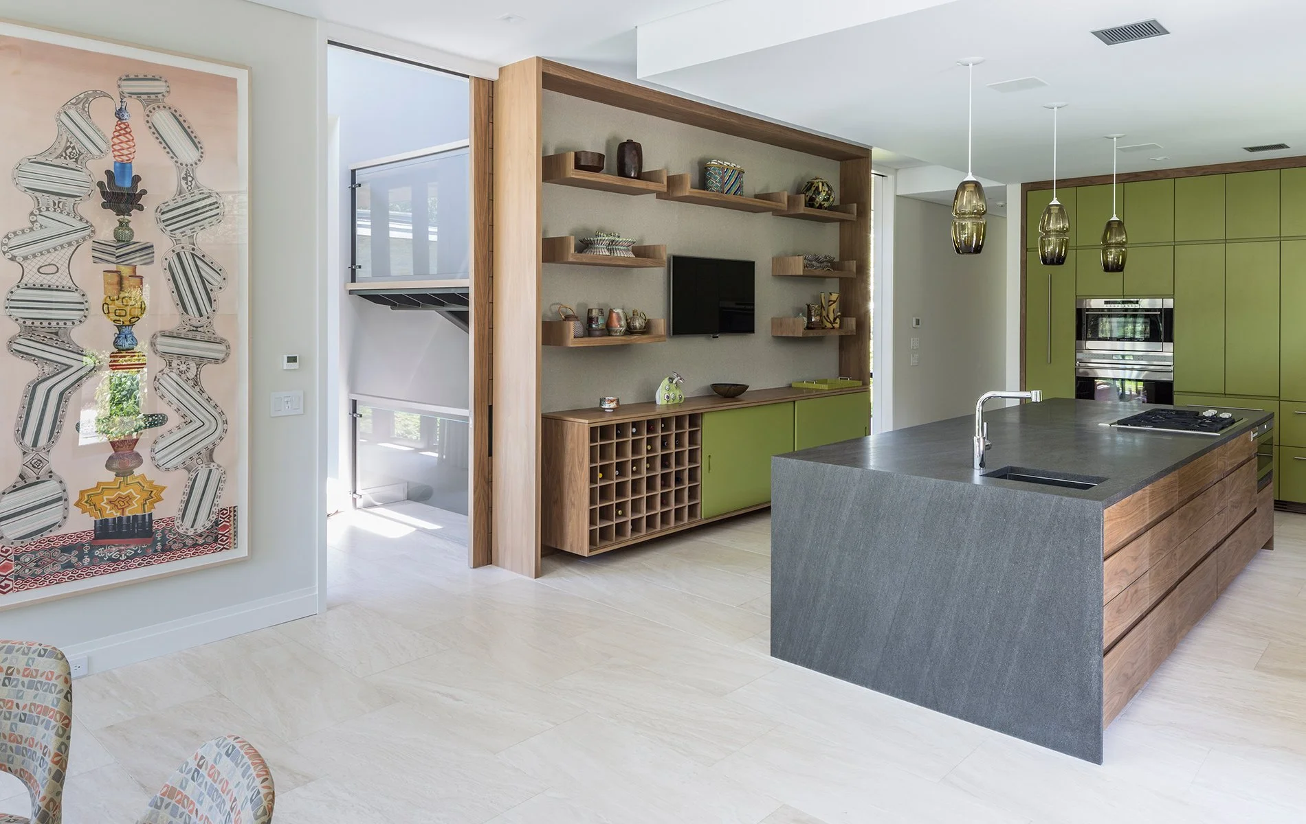 Modern kitchen stone island pendant lighting Hamptons