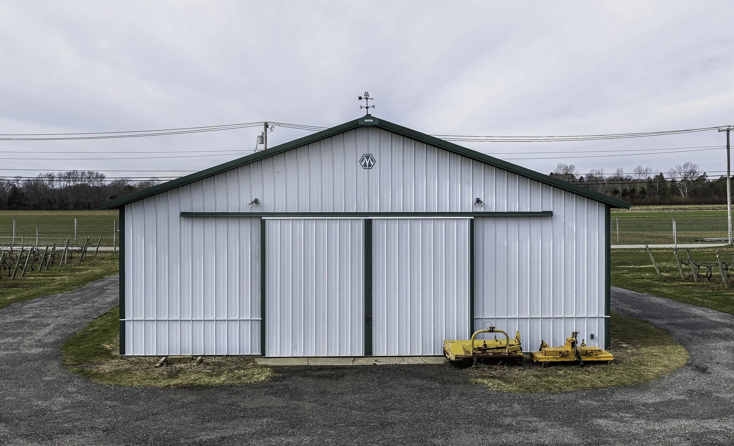 Vineyard barn documentation — aerial drone photography Long Island NY