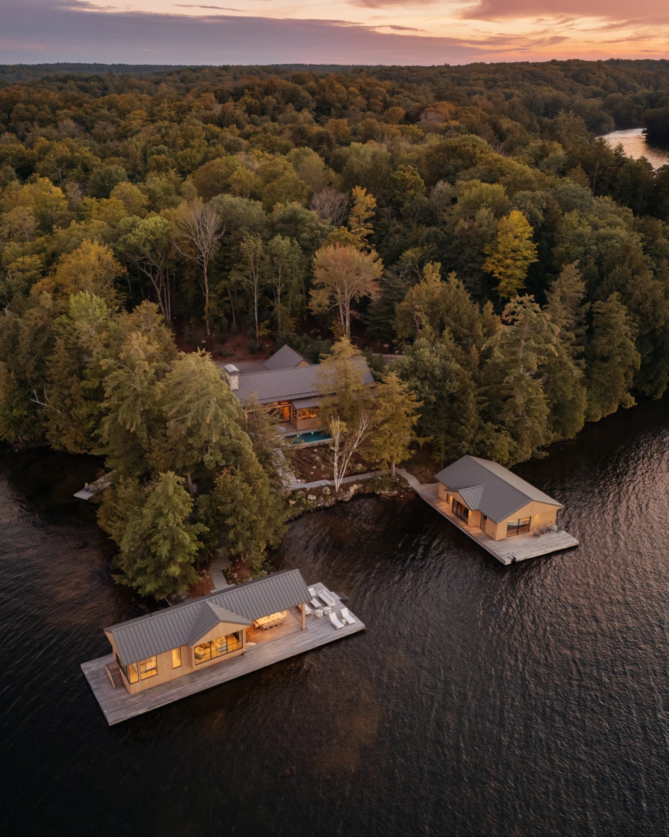 Watch the sun rise on the first boathouse reveal at Carrying Place.

The materials used are a testament to the quality ingrained in our legacy, and our drive to innovate.

MATERIAL HIGHLIGHTS
&bull; Docks: Heat Treated (Thermally Modified) Ash Deckin