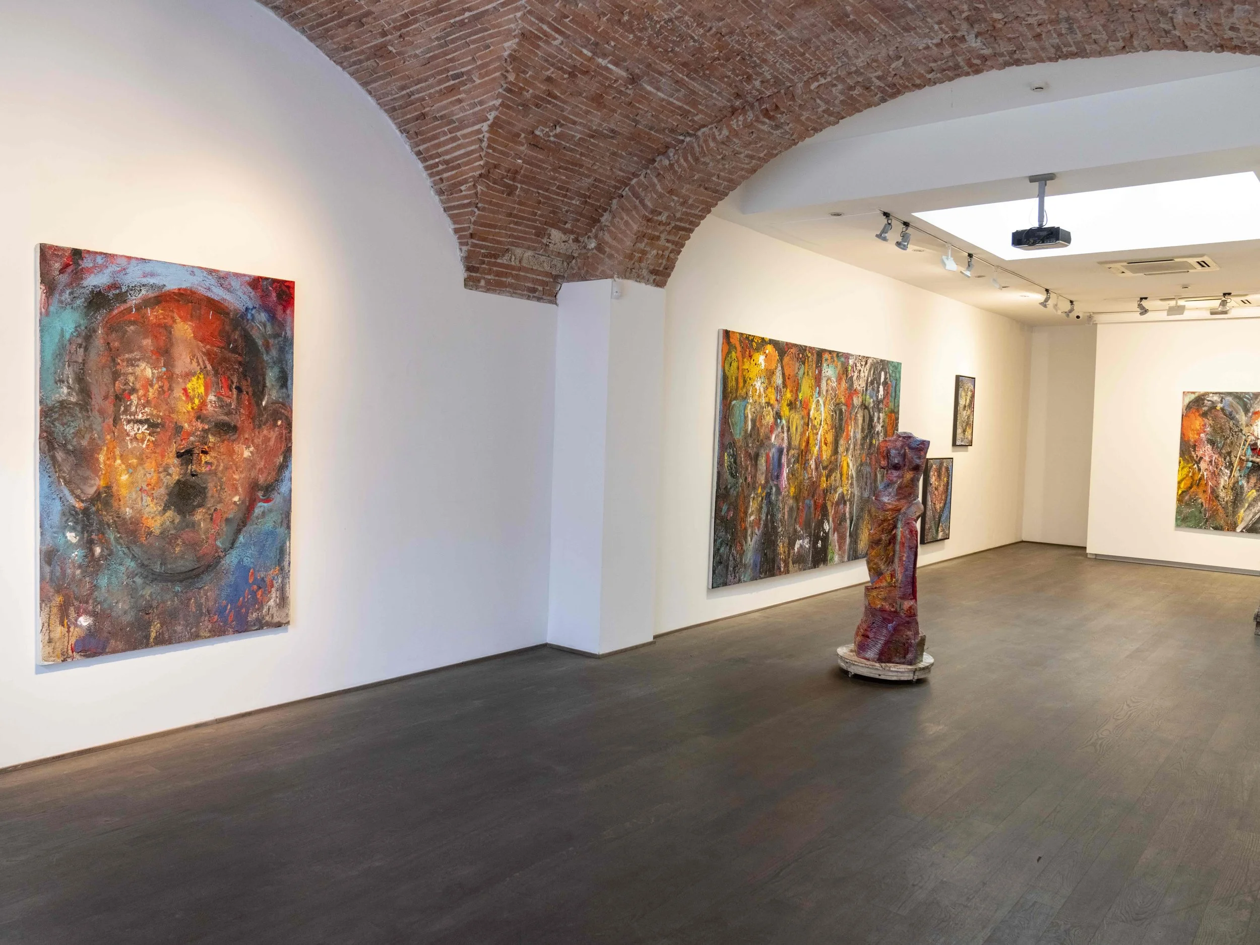 Installation view of “8 Miles of Painting” now on view at Flora Bigai Arte Contemporanea, Pietrasanta, Italy.