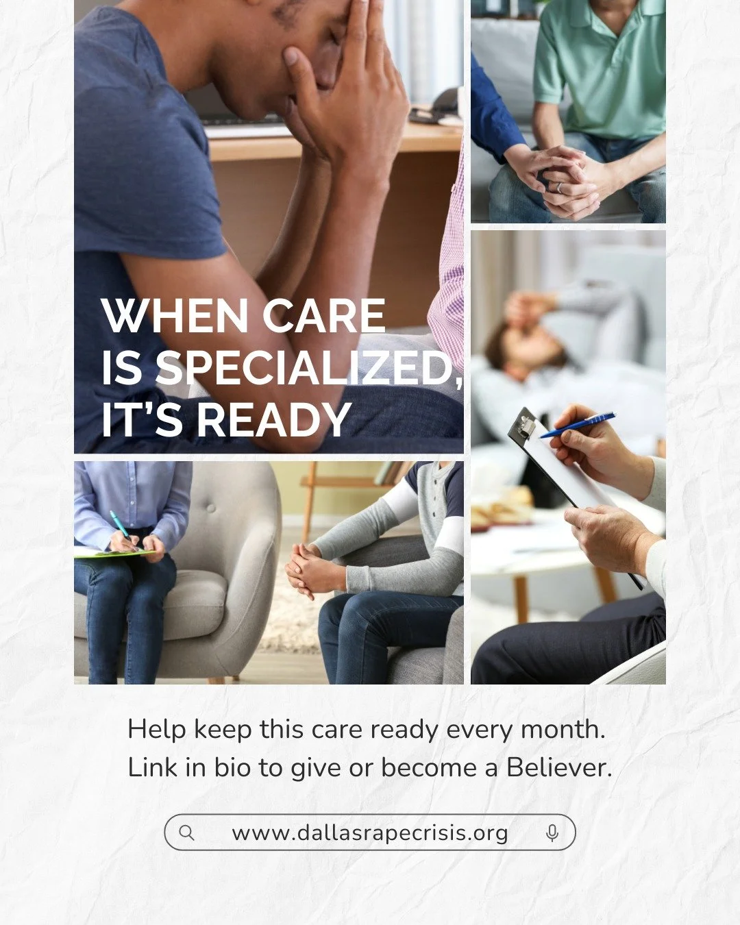 Specialized care isn't just trained &mdash; it's structurally prepared.

DARCC is built from the ground up for sexual violence response: counseling, advocacy, legal navigation, prevention education. Not general services adapted to fit. Built specific