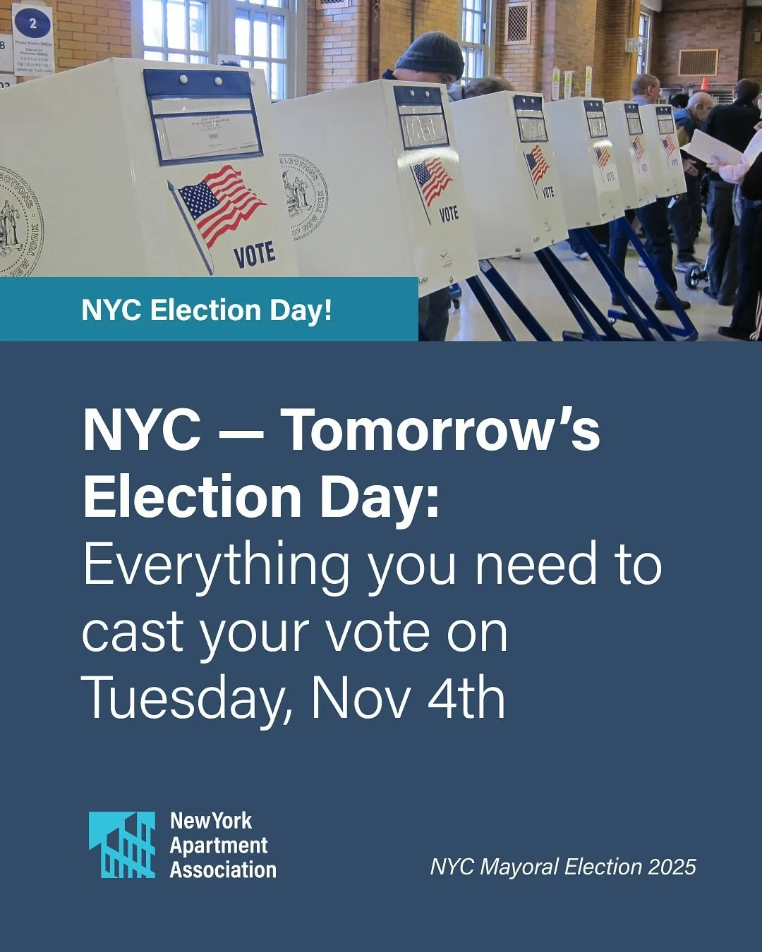 Election Day is tomorrow!
Polls are open 6 AM &ndash; 9 PM across NYC. Find your polling place at nycvotes.org.
And don&rsquo;t forget to flip your ballot: measures 2&ndash;5 help expand housing and affordability in New York.