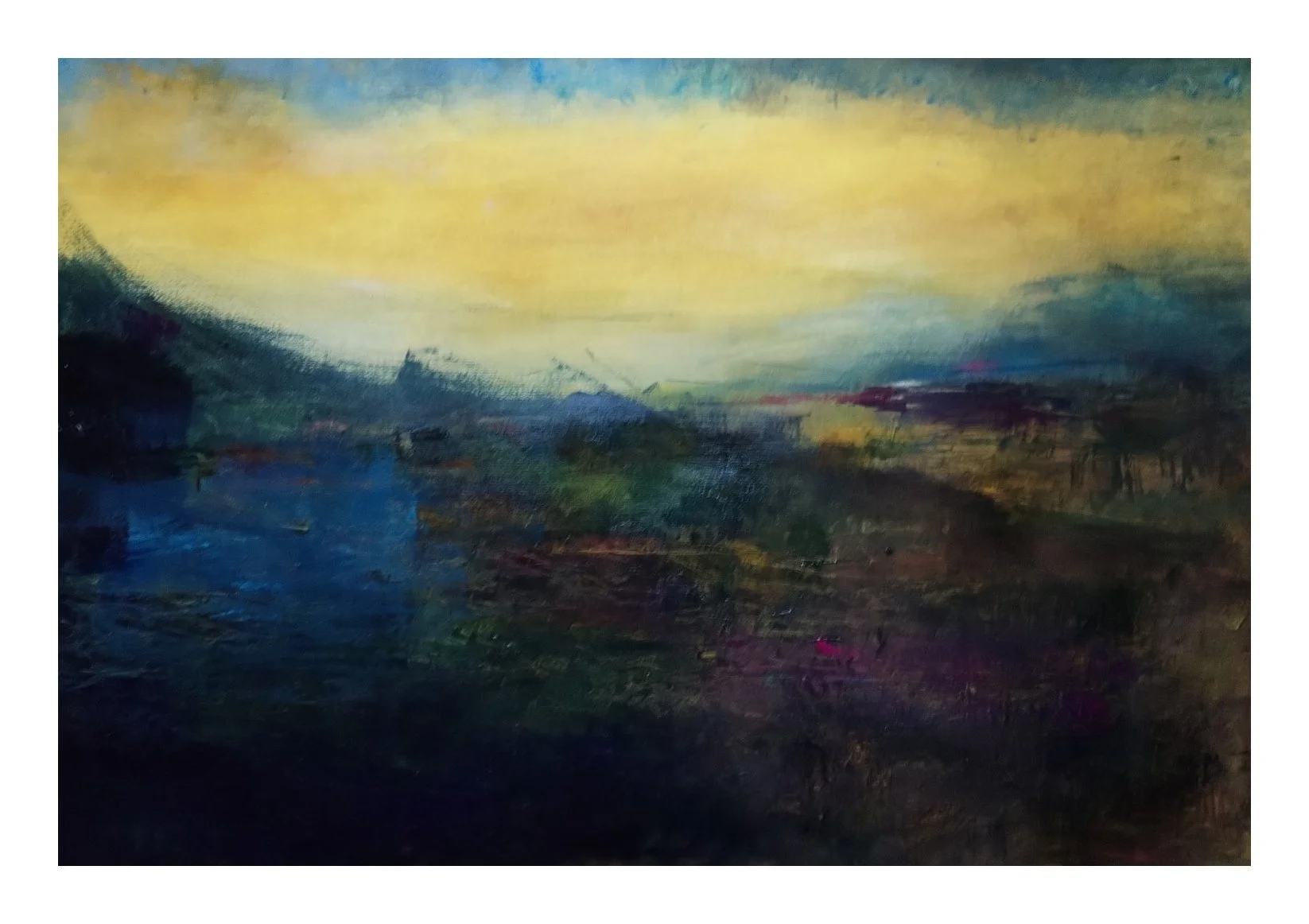 DERRIÈRE LE VIRAGE | 2025 | mixed media and collage on wood panel | 95 x 65 cm | 37,5 x 25,5 inch