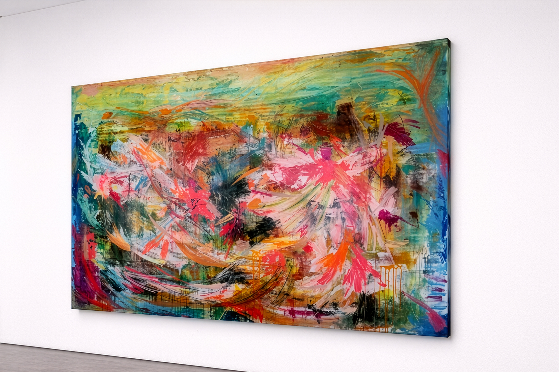 Stillness (I ain't screaming) | 2026 I Oil paint, acrylics and mixed media on canvas | 240 x 160 cm | 94,5 x 63 inch