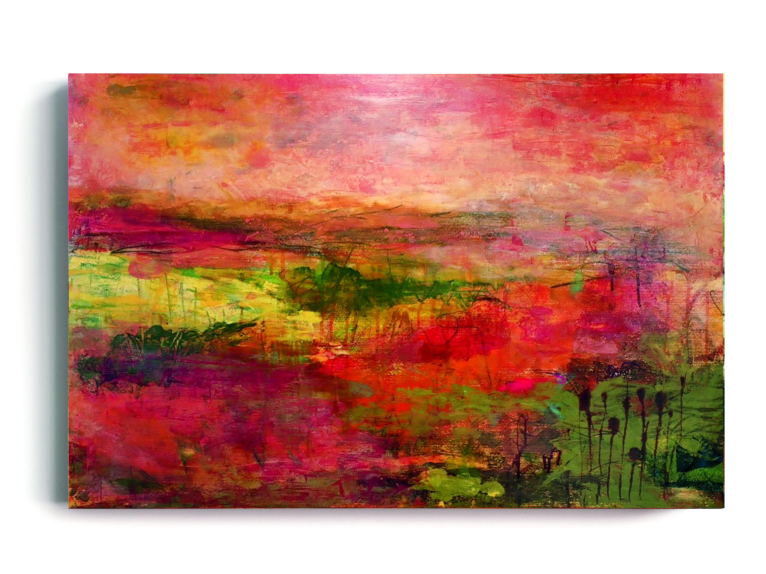 Dans les collines | 2025 | Acrylic, mixed media and collage on wood | 95 x 65 cm | 25.5 x 37.5 inch