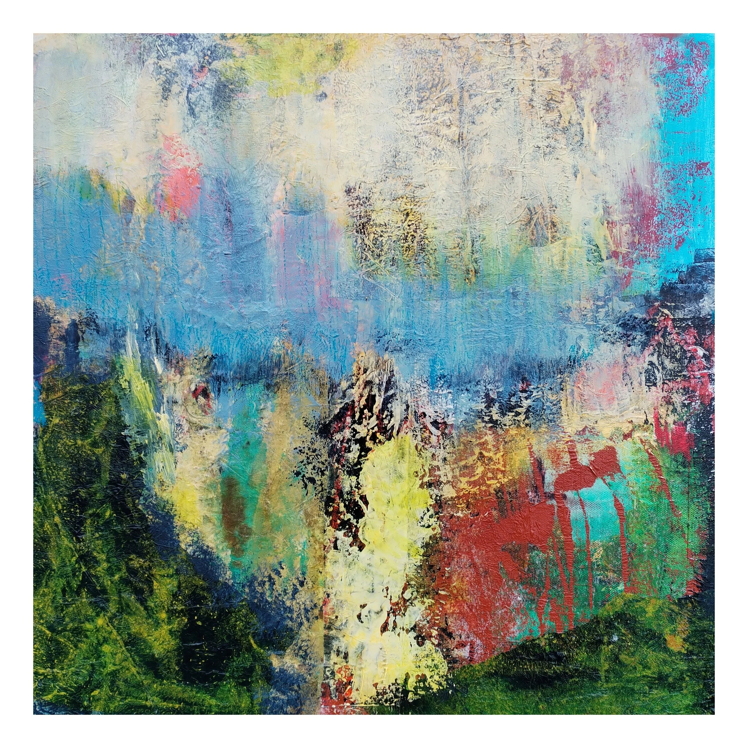 PROFANITIES IV | QUALITIES CRAVED | 2024 | Acrylic, mixed media and collage on canvas | 50 x 50 cm | 20 X 20 inch