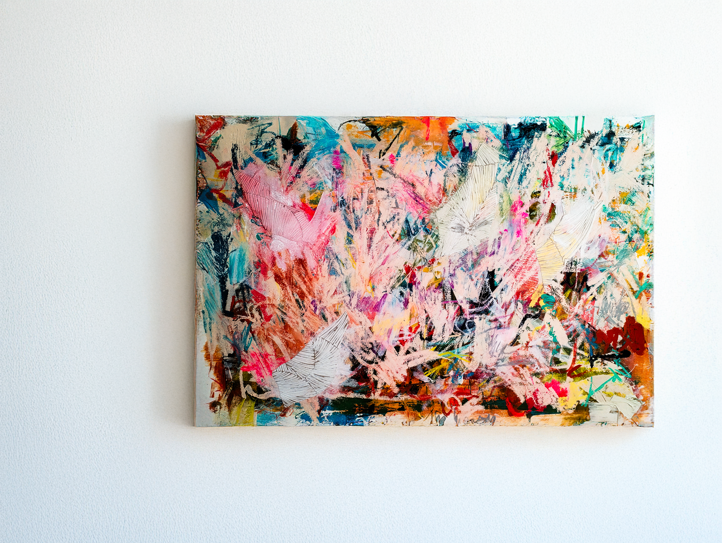 I don't feel no wings when I fly |  2025 I Oil paint, mixed media and collage on Fabriano Pittura paper mounted on panel | 100 x 70 cm | 39,4 x 27,6 inch