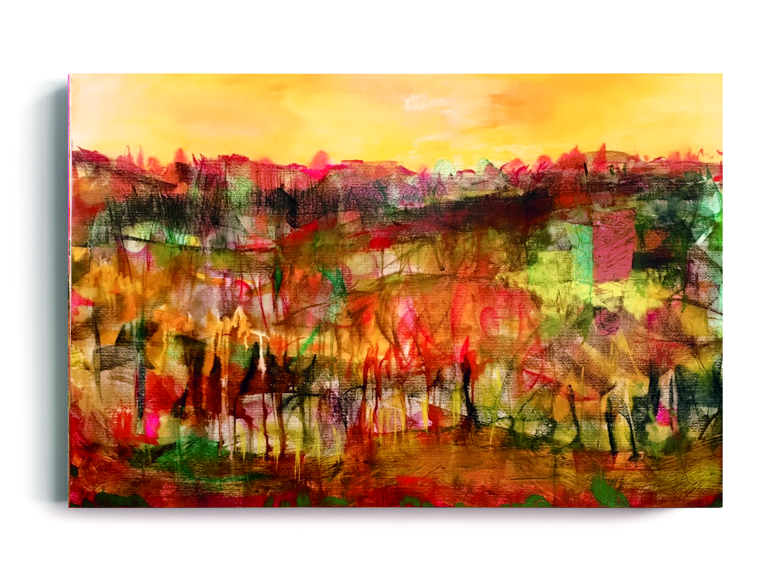 On the contrary | Au contraire | 2025 | Acrylic, mixed media and collage on wood | 95 x 65 cm | 25.5 x 37.5 inch