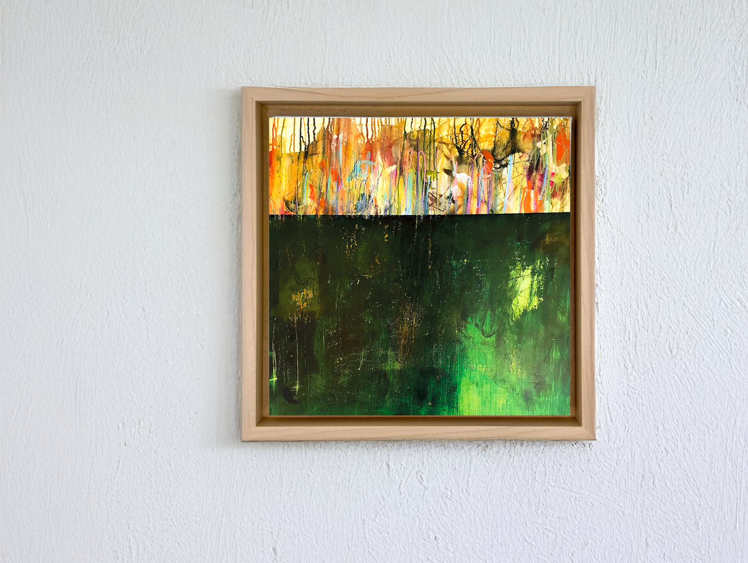 In the woods somewhere | 2025 | Acrylic, mixed media and collage on canvas | 80 x 80 cm | 31,5 x 31,5 inch