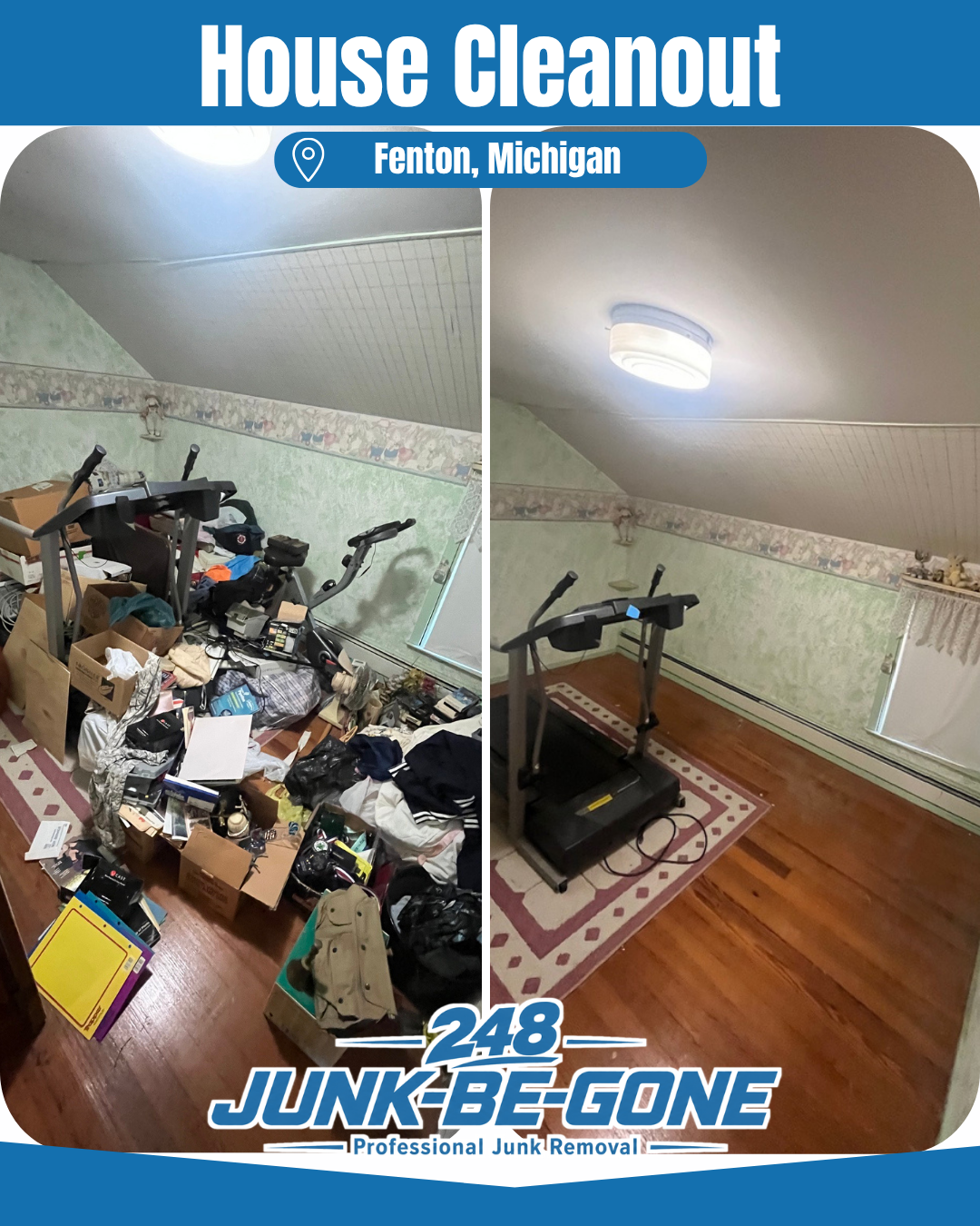 house cleanout before and after photo in fenton michigan