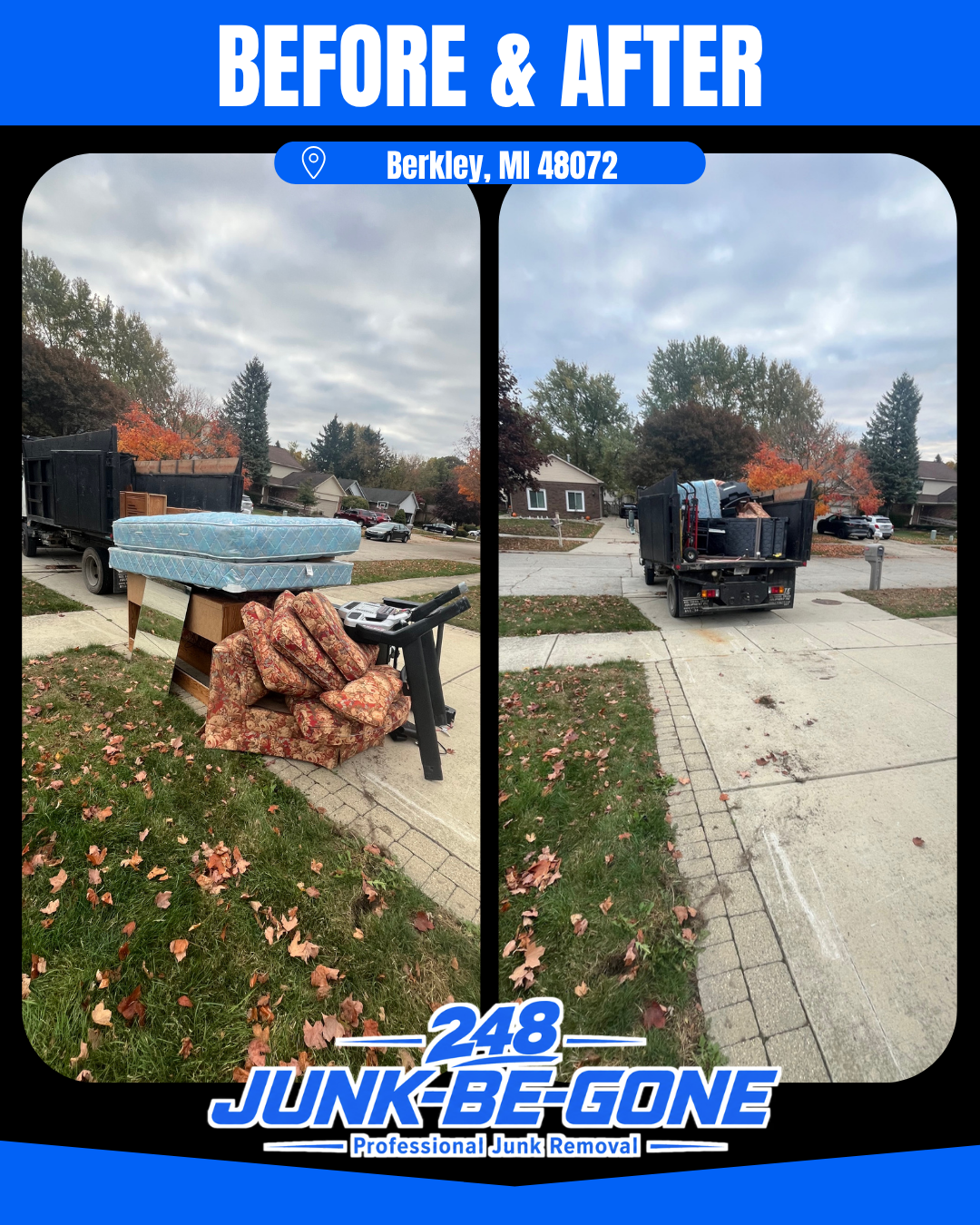 Bulky Furniture Removal before and after in Berkley, MI 