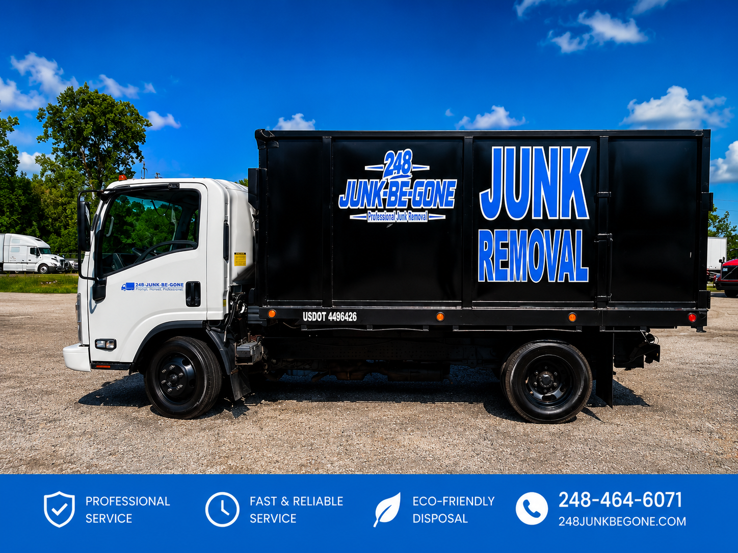 248-junk-be-gone junk removal truck in new hudson michigan