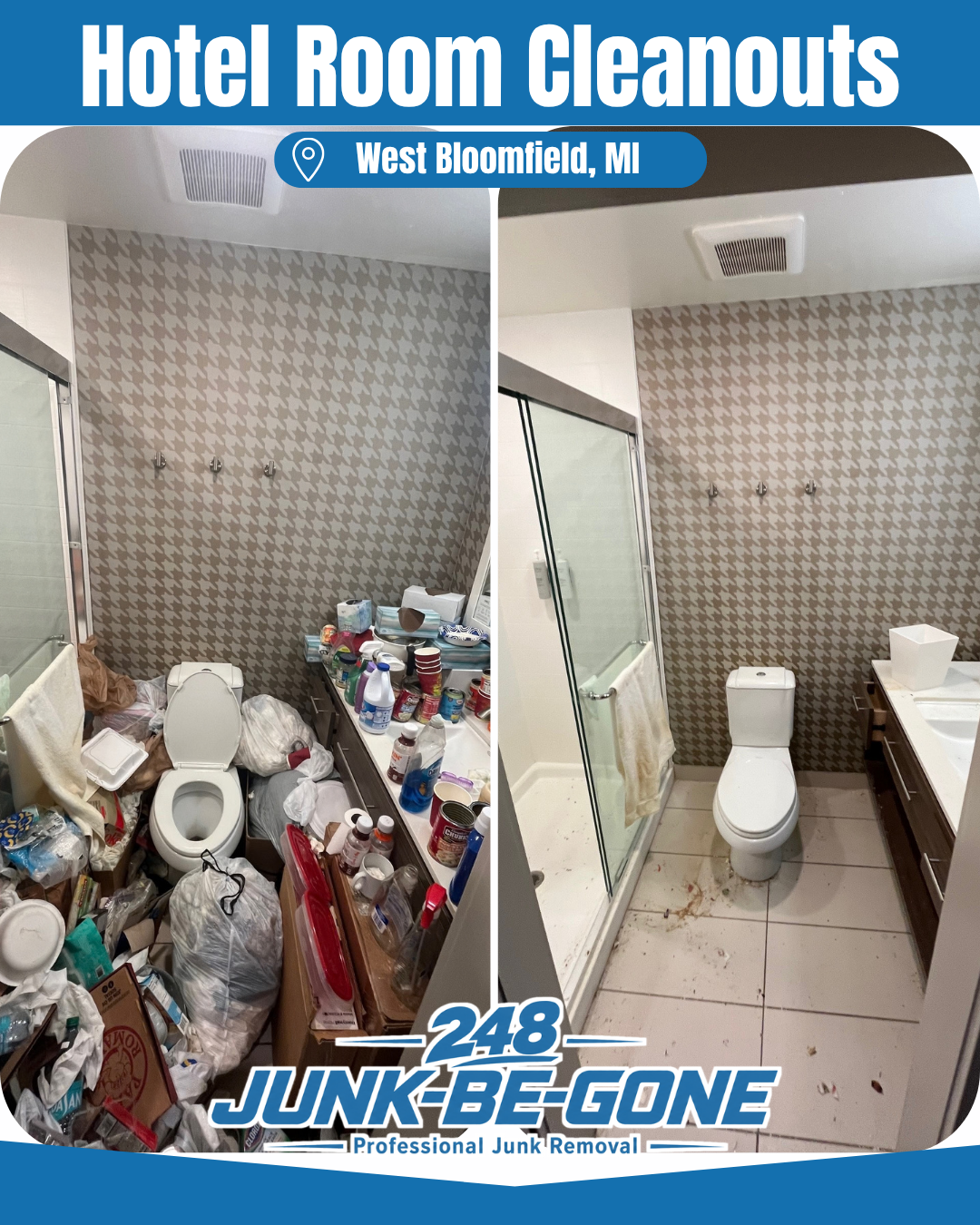 hotel room junk removal cleanout in west bloomfield michigan before and after photo