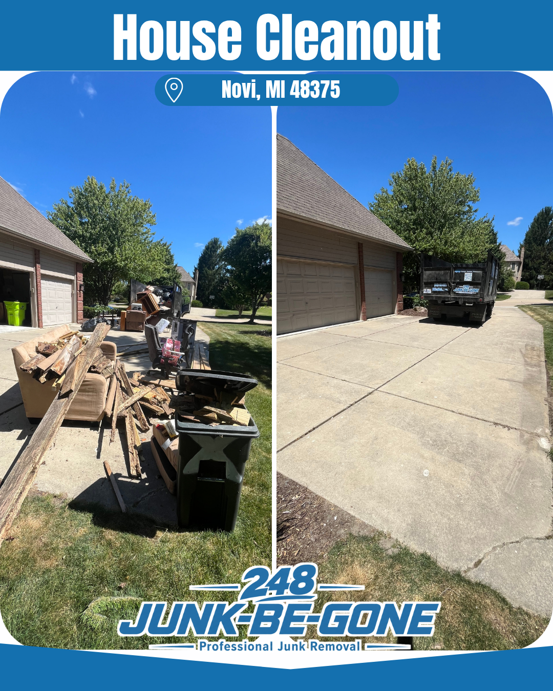 house cleanout before and after photo in novi michigan