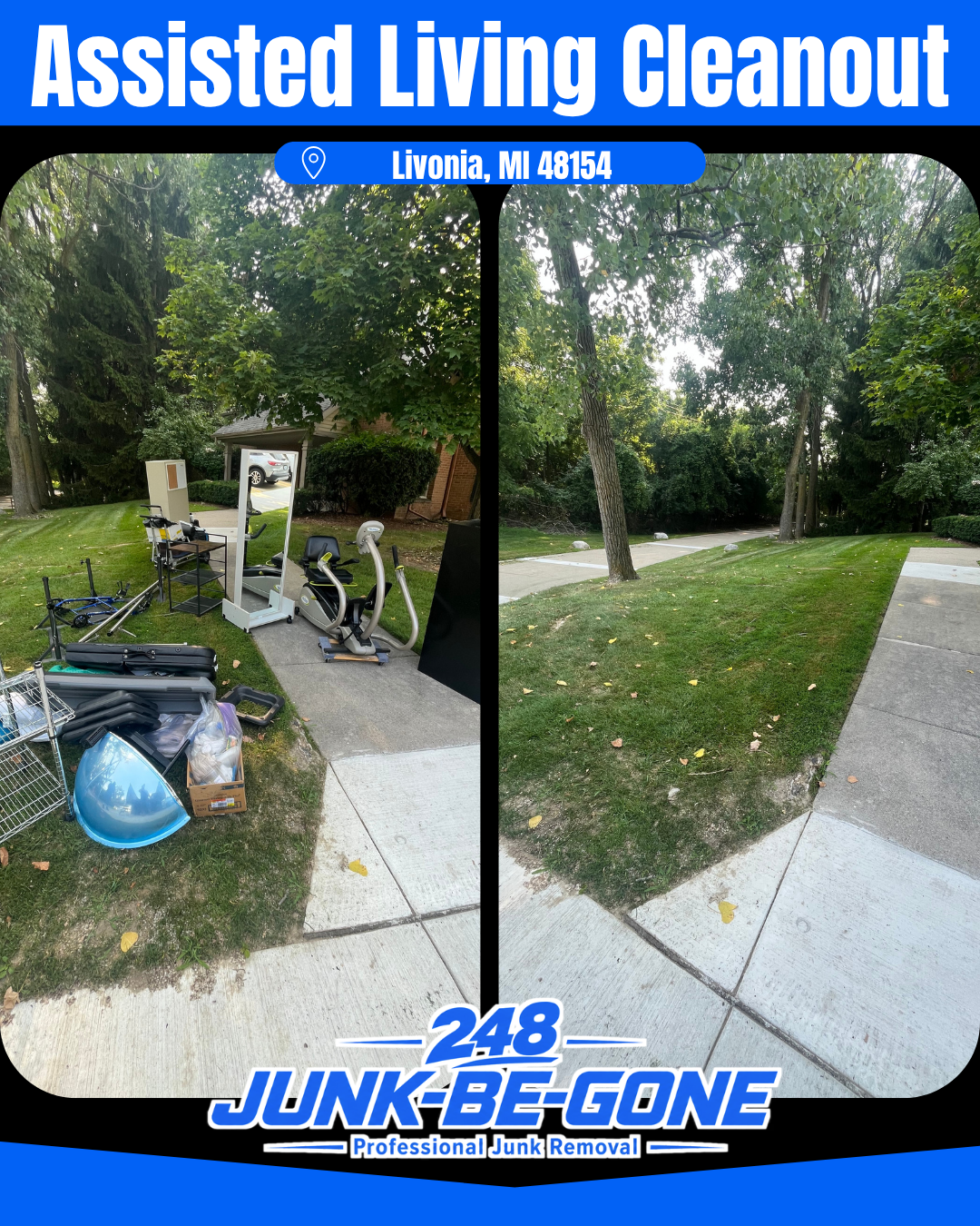 assisted living cleanout before and after photo in livonia michigan