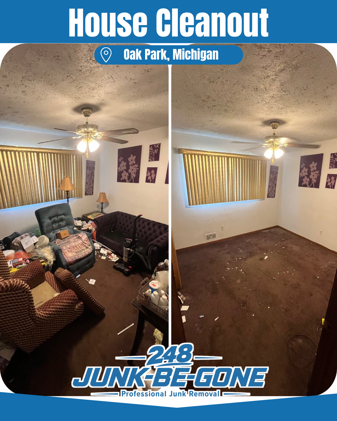 House cleanout before and after photo in oak park michigan