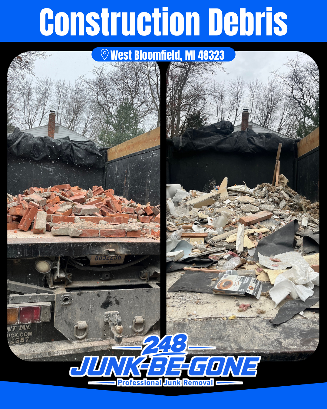 Construction Debris Removal in Bloomfield Twp, MI