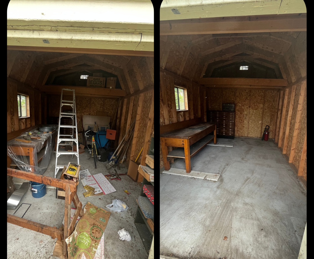 garage cleanout before and after photo in plymouth, michigan