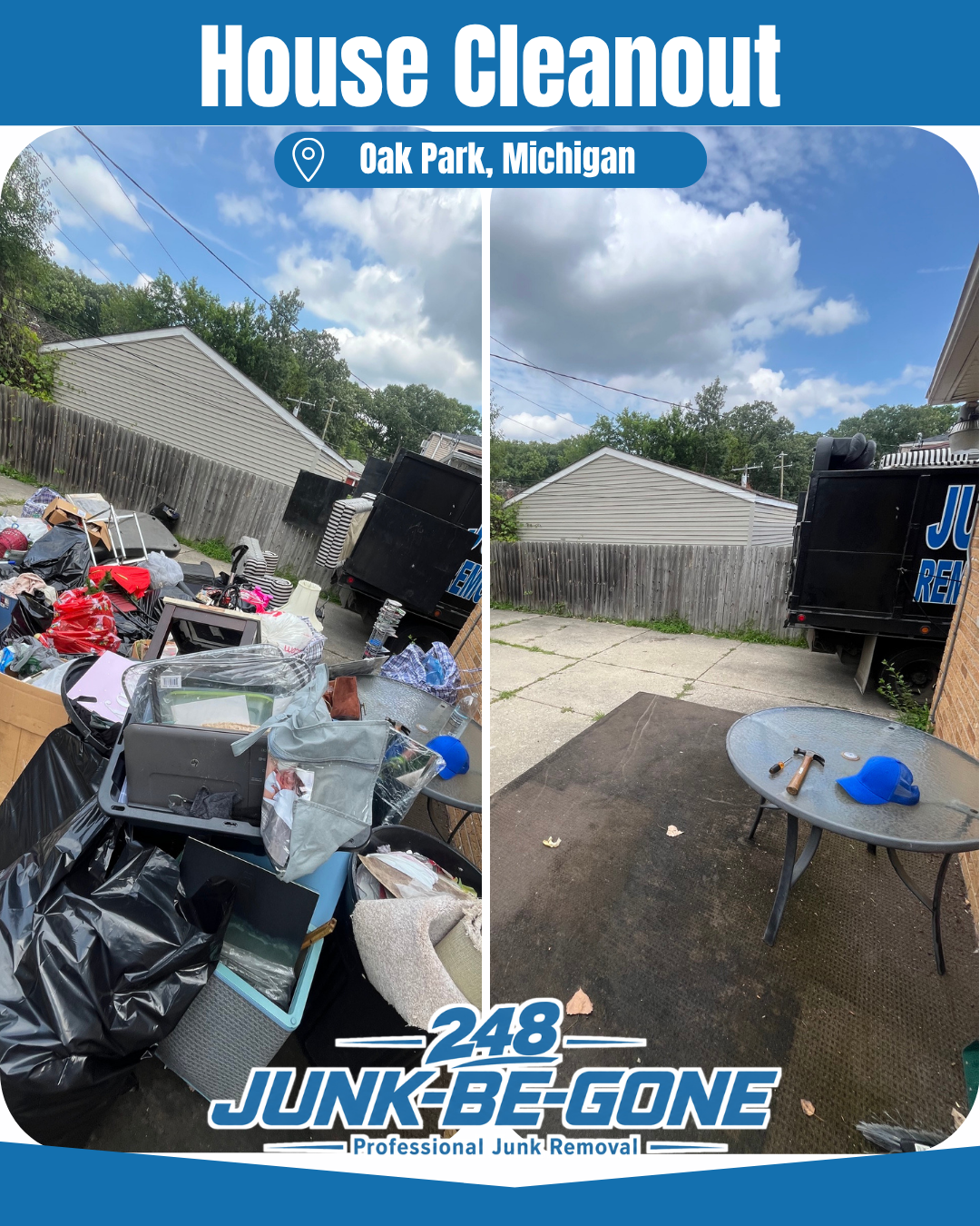 house cleanout and basement cleanout before and after photo in oak park michigan