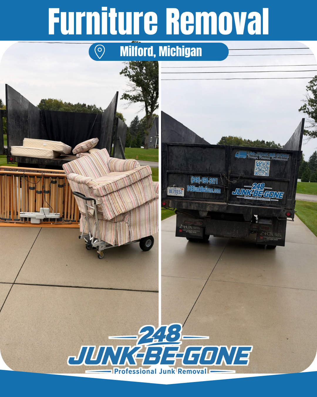 furniture junk removal before and after photo in milford michigan