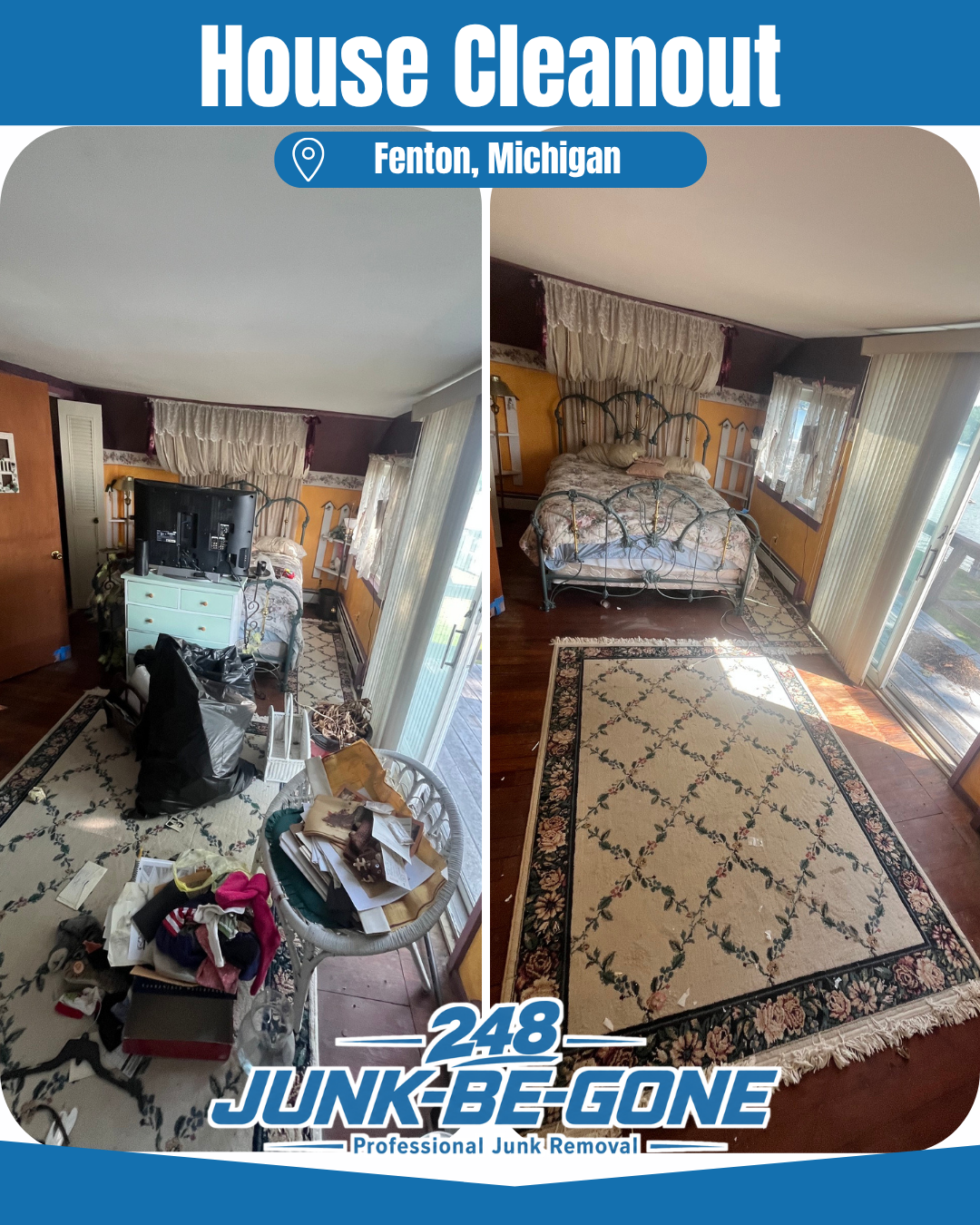 house cleanout before and after photo in fenton michigan